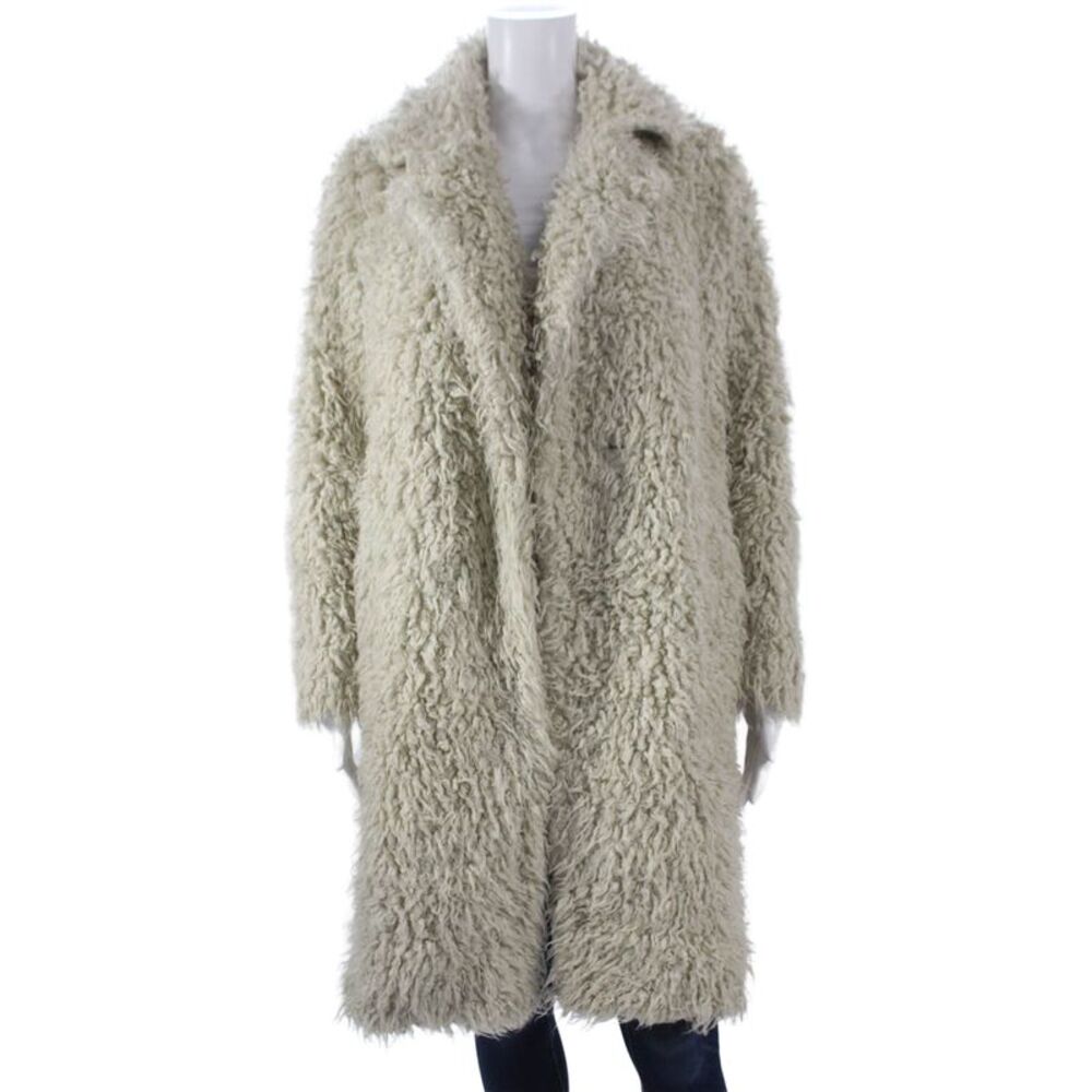 Vince Womens Ivory Overcoat Long Sleeve 100% Modacrylic Size XS